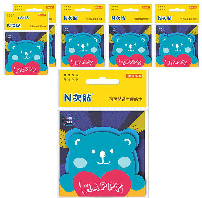 N次貼 造型便條紙, 1組, 6本, 小熊
