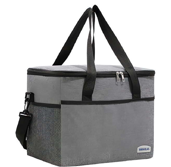 BRIVILAS 肩揹 手提兩用加厚保冷保溫袋, 灰色, 1個