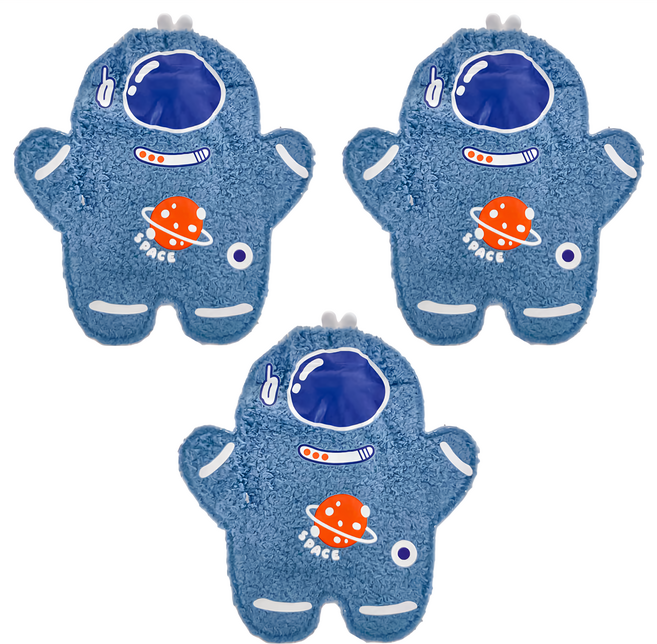 理享家 卡通造型熱水熱敷暖手袋 植絨造型 藍色宇航員, 3個