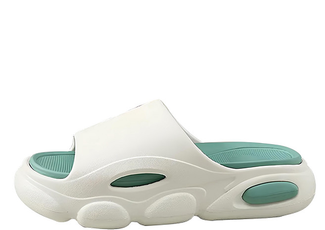 超厚造型踩屎感拚色EVA軟底防滑耐磨拖鞋, 42~43, 白色