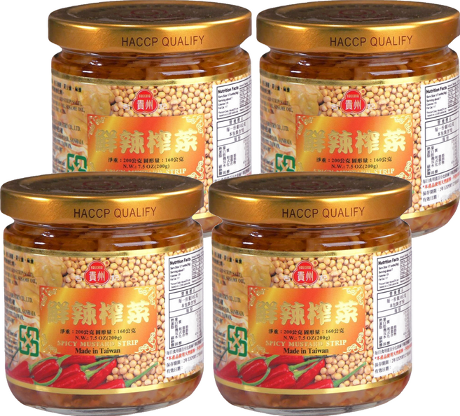 合記貴州 貴州 鮮辣榨菜, 200g, 4罐