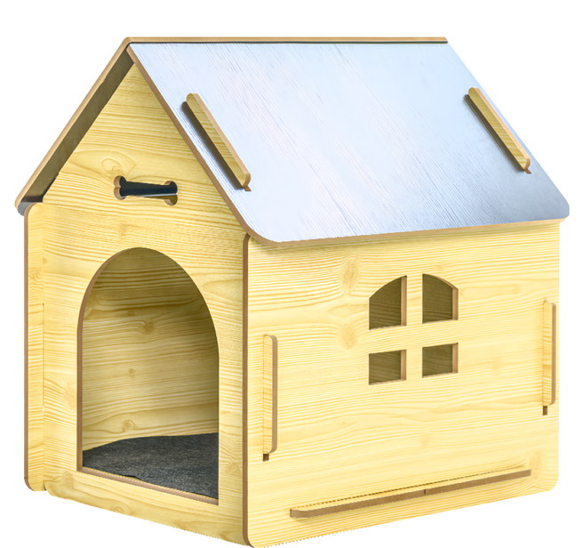 毛孩的秘密生活 獨棟小屋貓宅/狗屋 (睡窩/狗窩/貓窩/貓屋) CDT1-011P-L MDF+絨布, 蔚藍色, 1個