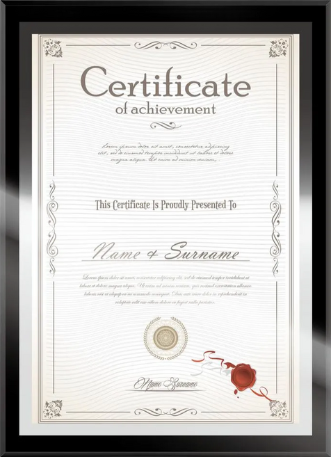 TRENY 玻璃A4獎狀框, 單邊黑, 1個