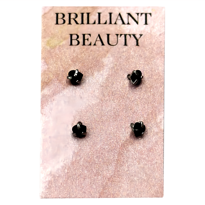 Brilliant Beauty 耀眼美人 甜酷黑愛心鋯石鑽養耳棒鈦閃耀/鈦鋼耳環