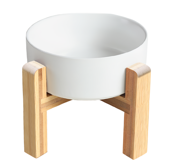 木架陶瓷碗 加高 大 15.5cm, 白色, 1個