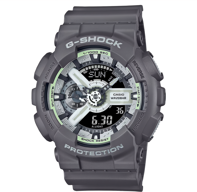 CASIO 卡西歐 G-SHOCK 綠光系列雙顯運動手錶 GA-110HD-8A