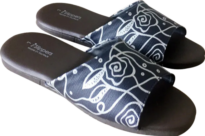 TAIWAN SLIPPER 台灣犀利趴 經典系列 皮質室內拖鞋, 花漾藍, 1雙
