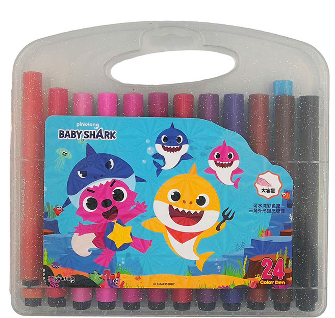pinkfong 碰碰狐 三角水洗彩色筆 3歲以上, 24色, 1組