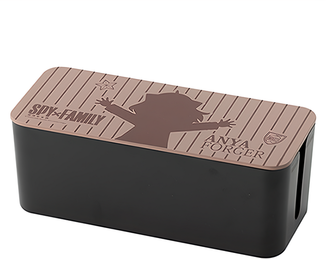 Hiromimi 間諜家家酒 電線收納盒 H1017A, 1個, 安妮亞款 黑色 + 棕色