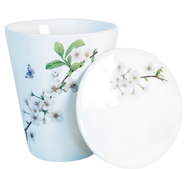 BELUZ casa Bride 附蓋馬克杯 陶瓷杯 耐熱100°C, 花卉圖案, 1個