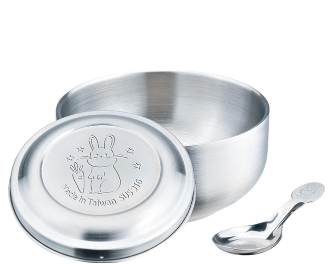 PLUS PERFECT 理想 極緻316兒童碗組, 不鏽鋼 銀色, 附蓋兒童碗 + 湯匙, 1組