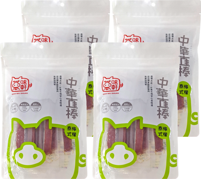 萬味軒 中華直棒 泰式檸檬豬肉乾, 120g, 4包