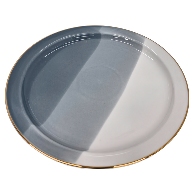 Homely Zakka 北歐創意 陶瓷餐具 小圓平盤 370g, 金邊, 1個