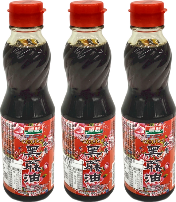 順發油品 冷壓100%黑麻油, 220ml, 3瓶