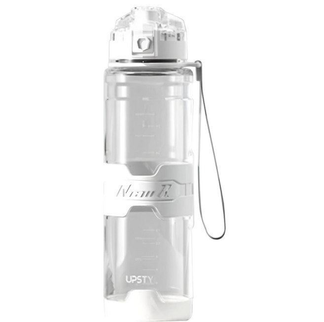 UPSTYLE Tritan 健身水壺, 1個, 透明白, 1000ml