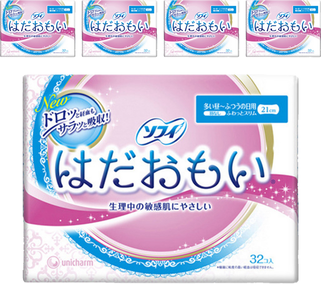 SOFY 蘇菲 日本原裝進口 敏感肌衛生棉 日用量多 無翼型, 21cm, 32片, 5包