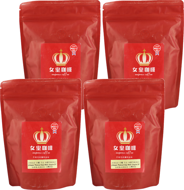 女皇咖啡 衣索比亞日曬 古吉 布榖雪依莎G1 全豆, 咖啡豆(無研磨), 227g, 4包