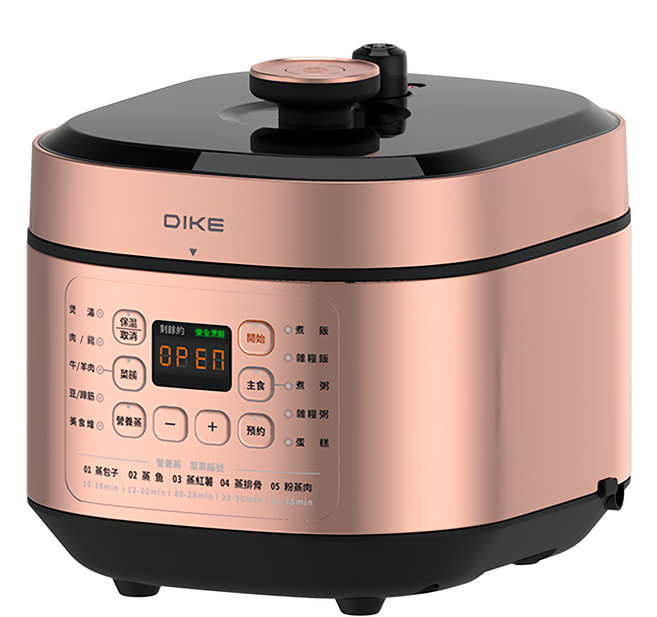 DIKE 多功能萬用壓力鍋 HKE310 5L 70kPa高壓 10種模式 24H定時, 玫瑰金