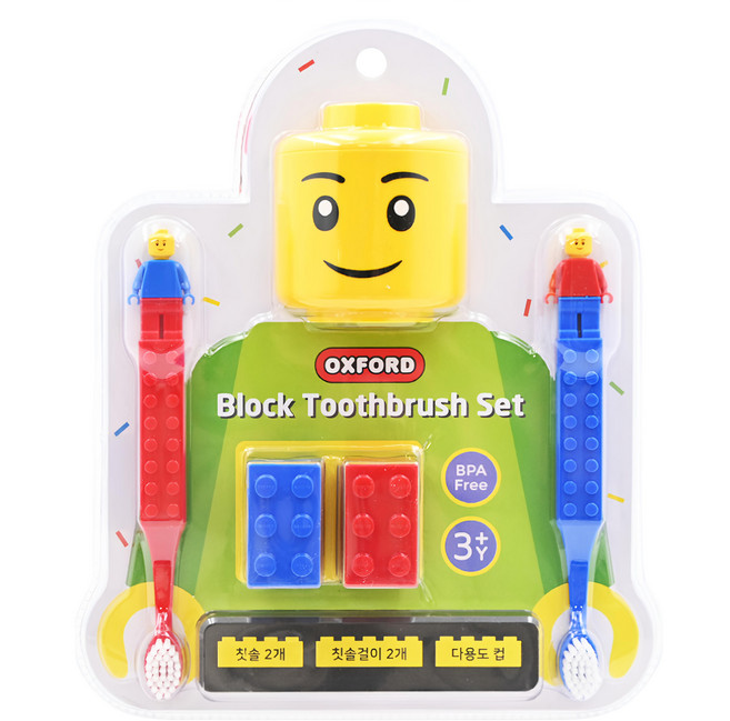 OXFORD TOY 樂高牙刷組 牙刷2入 + 牙刷架2入 + 漱口杯, 1組