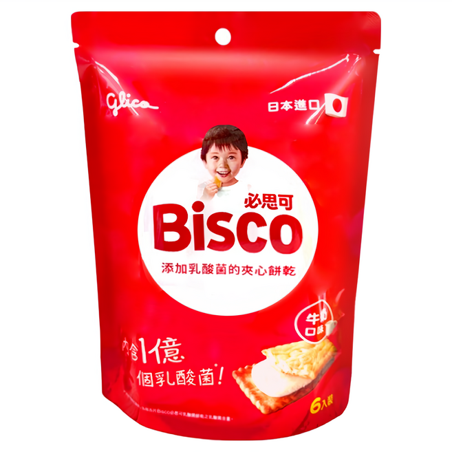 glico 格力高 Bisco 必思可 乳酸菌夾心餅乾 牛奶口味, 125.4g, 1袋
