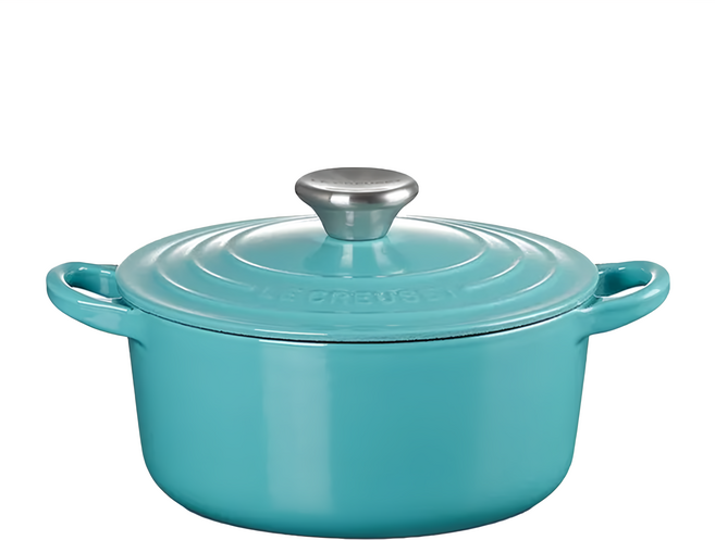 LE CREUSET 圓鐵鍋 鋼頭 2.9kg 1.8L, 1個, 土耳其藍, 18cm
