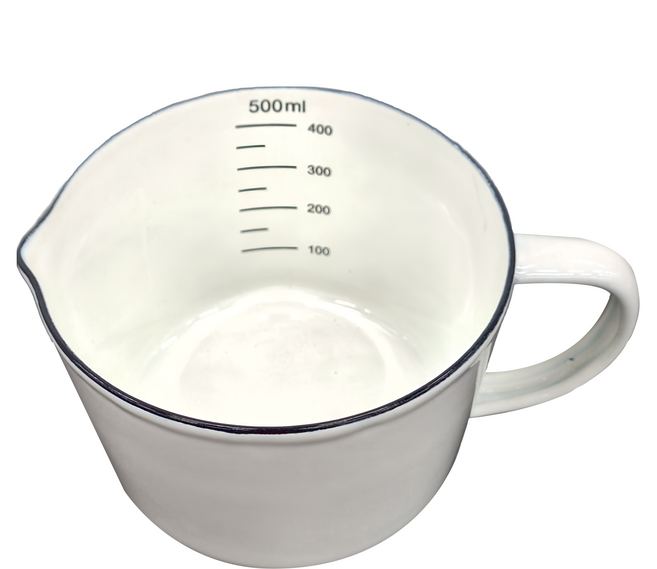 日式加厚琺瑯量杯 露營杯, 白色, 500ml, 1個