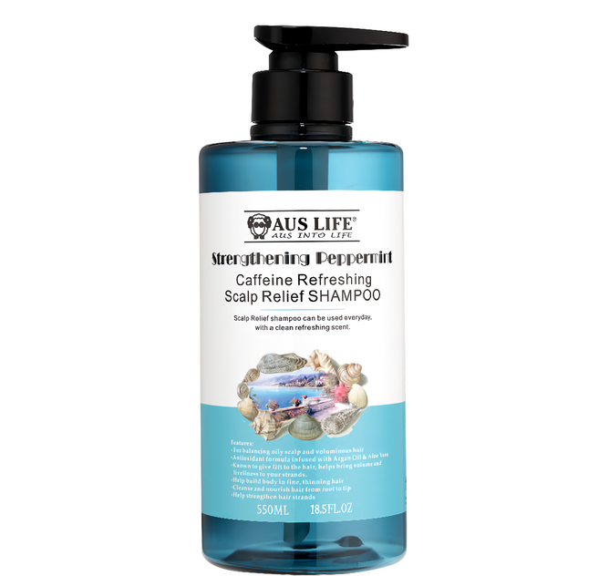AUS LIFE 澳思萊 台灣公司貨 咖啡因薄荷舒涼洗髮精, 550ml, 3瓶
