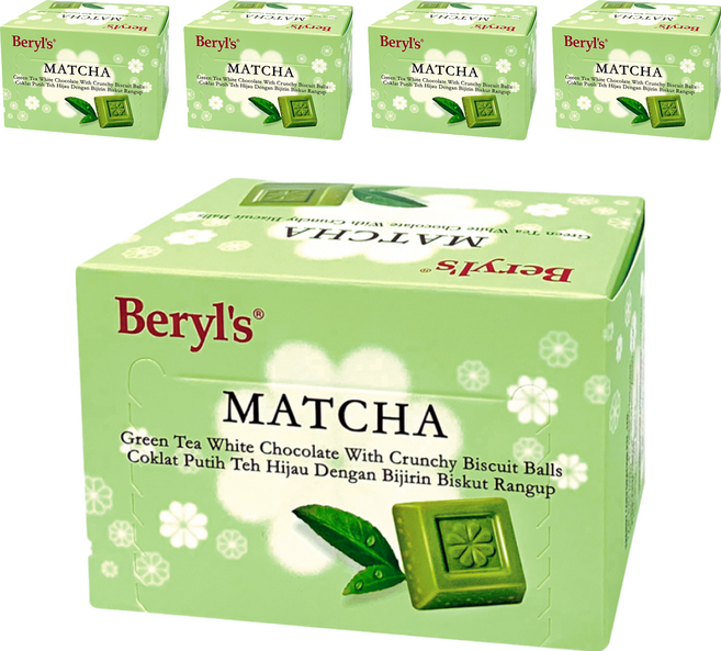 Beryl's 餅乾粒綠茶味白巧克力 添加植物油, 60g, 5盒