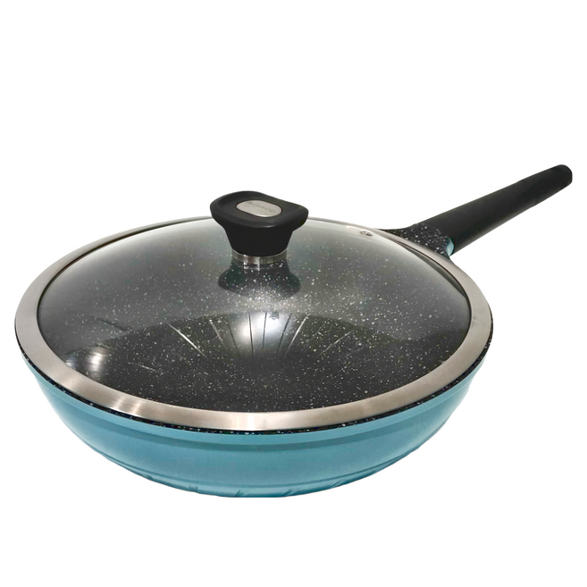 MiyAco 米雅可 歐式晶鑽輕量不沾炒鍋 附蓋, 單色, 1個, 30cm