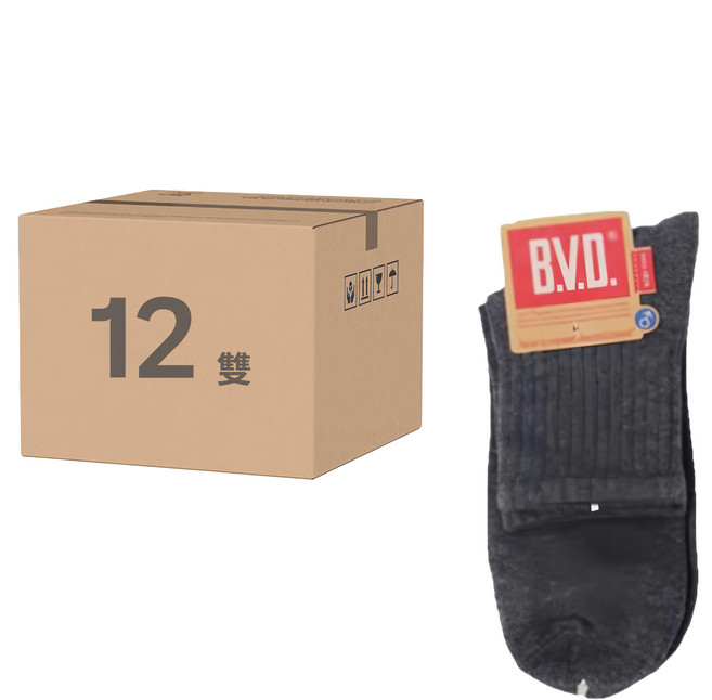 B.V.D. 男款 1/2學生襪 - B238