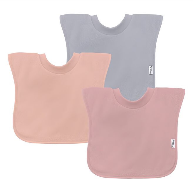 green sprouts 小綠芽 三層吸水防水純棉口水巾圍兜/吃飯圍兜3件組 草莓牛奶 親膚柔軟