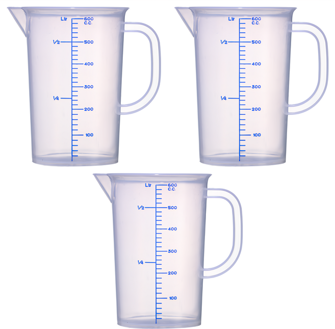 百貨King 帶刻度量杯, 透明, 600ml, 3個