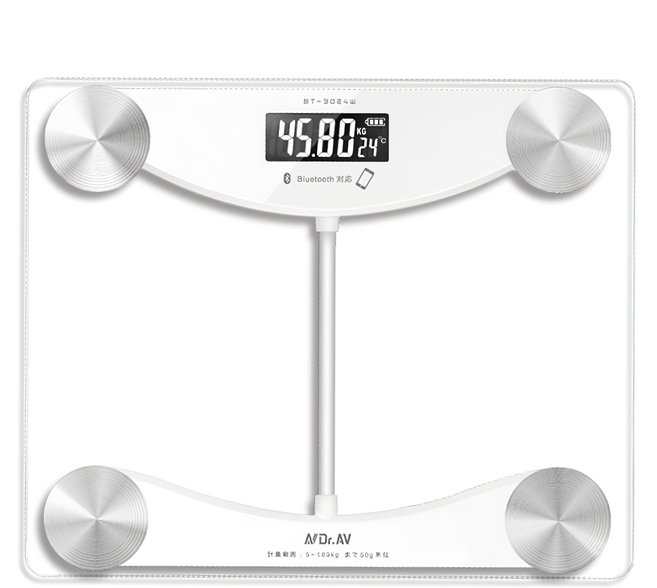 Dr.AV 聖岡科技 智能藍牙體重計, BT-3024W, 白色, 1個