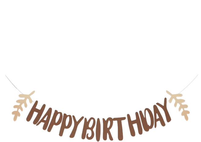 森林系生日字母拉旗 - HAPPYBIRTHDAY 橫幅, 深咖啡色, 1個