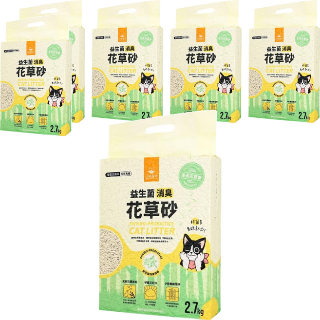 DOG CAT STAR 汪喵星球 益生菌消臭豆腐砂 條型, 2.7kg, 6袋, 迷迭花草香