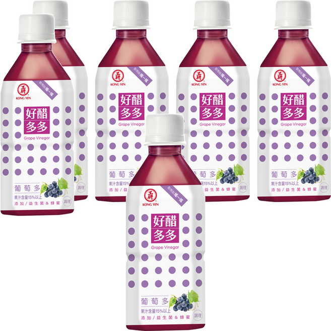 KONG YEN 工研 好醋多多 葡萄多, 350ml, 6瓶