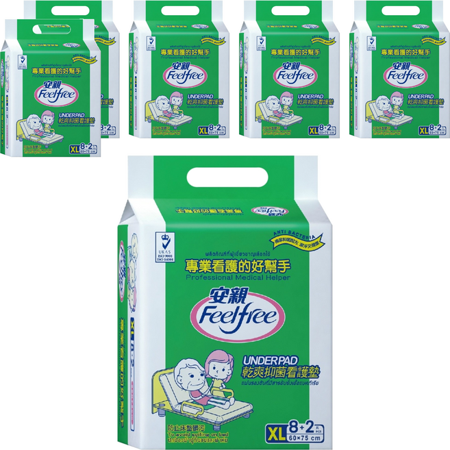Feelfree 安親 乾爽抑菌看護墊, XL, 10片, 6包