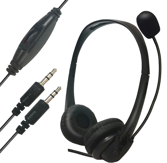 ziya 智雅科技 辦公商務專用 頭戴式耳機 原廠保固 附麥克風 雙耳 3.5mm插頭/介面, MDIA-93000004-02, 黑色