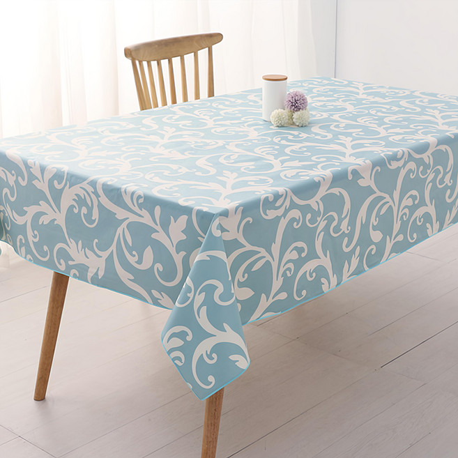 Casa Bella 美麗家居 北歐風防水桌巾, 140 x 220cm, 淺藍蕨葉, 1條