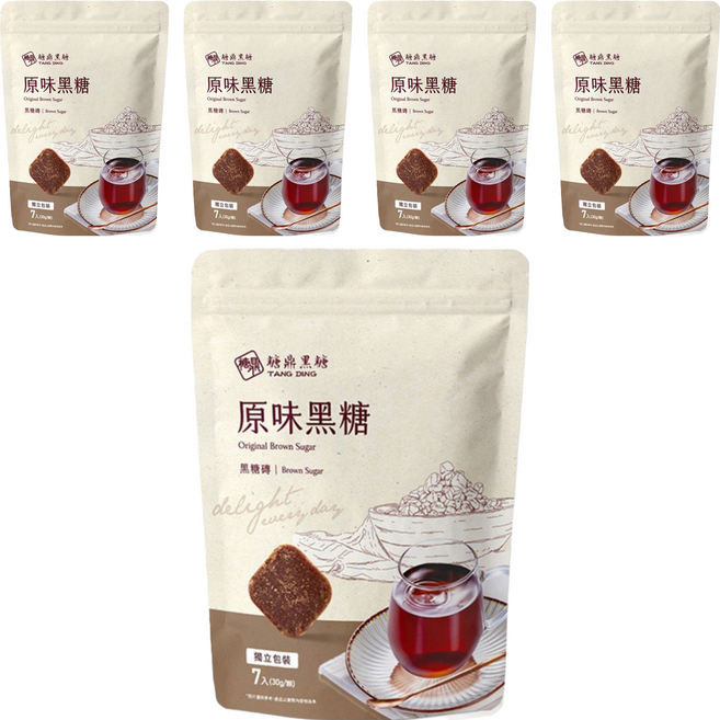 糖鼎 黑糖磚 原味黑糖, 30g, 7顆, 5袋
