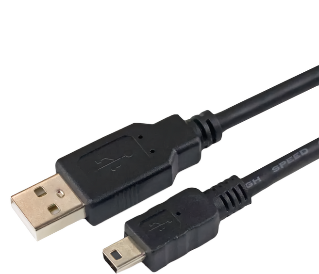 POLYWELL 寶利威爾 USB-A To Mini USB 充電傳輸線, 5m, 黑色, 1條