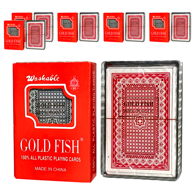 GOLD FISH A級塑膠撲克牌 6歲以上, 顏色隨機, 6個