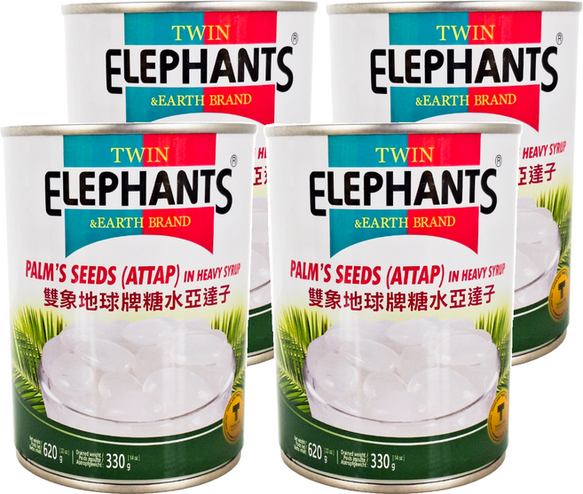 TWIN ELEPHANTS 雙象地球牌 糖水亞達子, 620g, 4罐