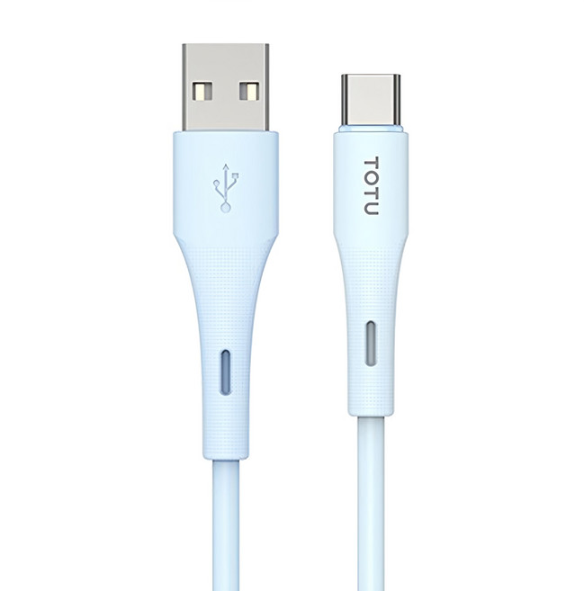 TOTU 拓途 膚感系列 USB-A-Type-C 液態矽膠傳輸快充線, 1m, 藍色, 1條
