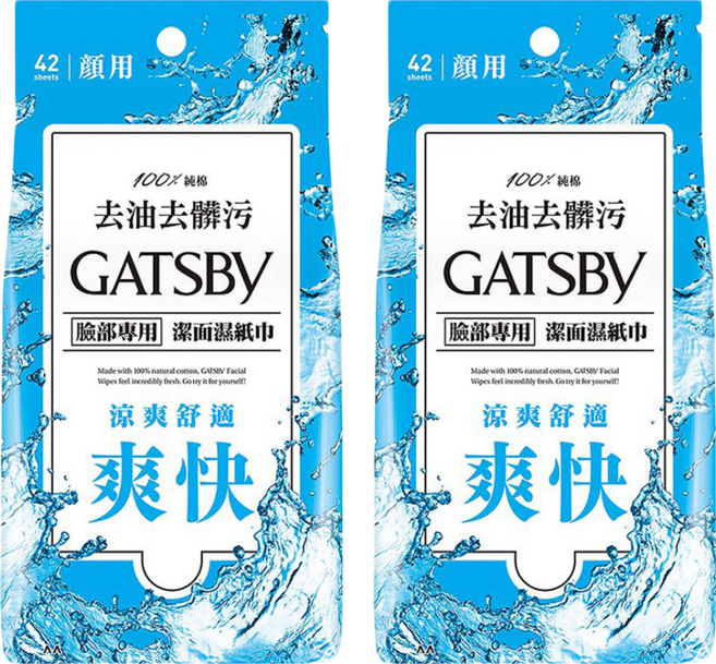 GATSBy 潔面濕紙巾 涼爽舒適款 超值包, 1入, 2包