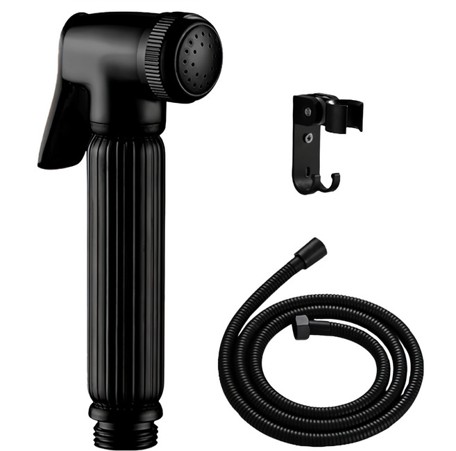 YUNMI 衛浴增壓馬桶噴槍沖洗器組 全銅款, 黑色, 1組