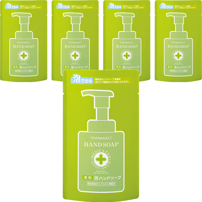 KUMANO 熊野油脂 藥用泡泡洗手乳補充包 含玻尿酸成分 弱酸性親膚 日本進口, 200ml, 5件