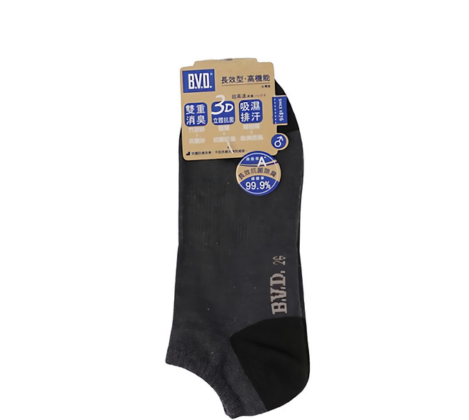 B.V.D. 男款雙效抗菌除臭毛巾底踝襪-B387 3D立體抗菌 吸濕排汗 精梳棉 台灣製造