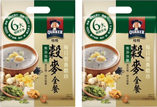 QUAKER 桂格 每日營養穀珍穀麥全餐 無添加糖, 230g, 2袋