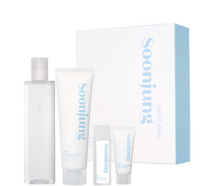 ETUDE 純晶舒緩平衡水乳4件組 化妝水 350ml + 25ml 2瓶 + 水凝乳 130ml + 20ml 2瓶, 1組